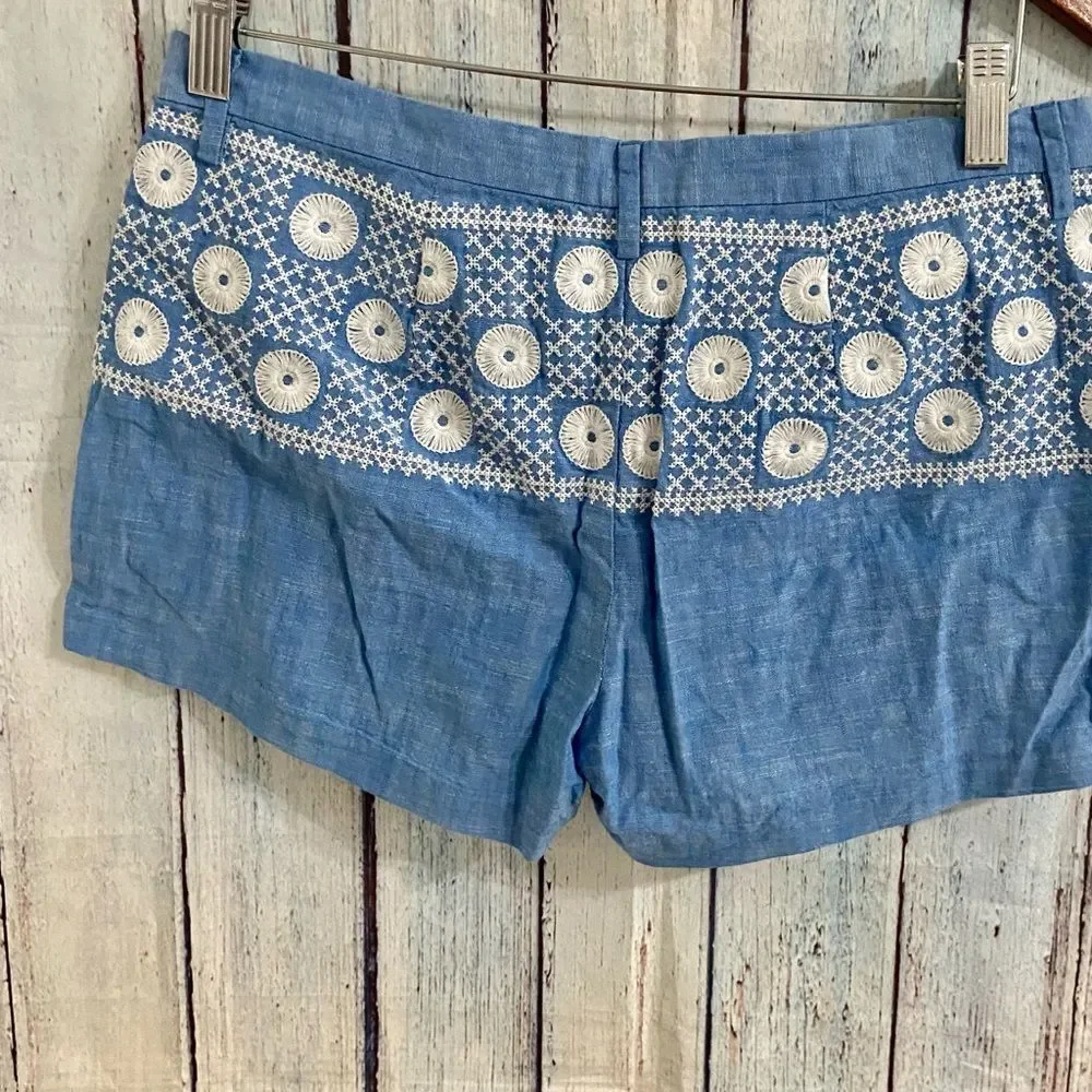 Madewell chambray embroidered shorts size 4